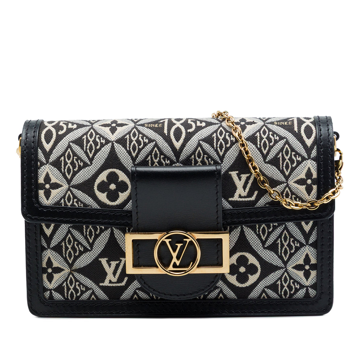 Louis Vuitton Monogram Jacquard Since 1854 Dauphine Chain Wallet — Black