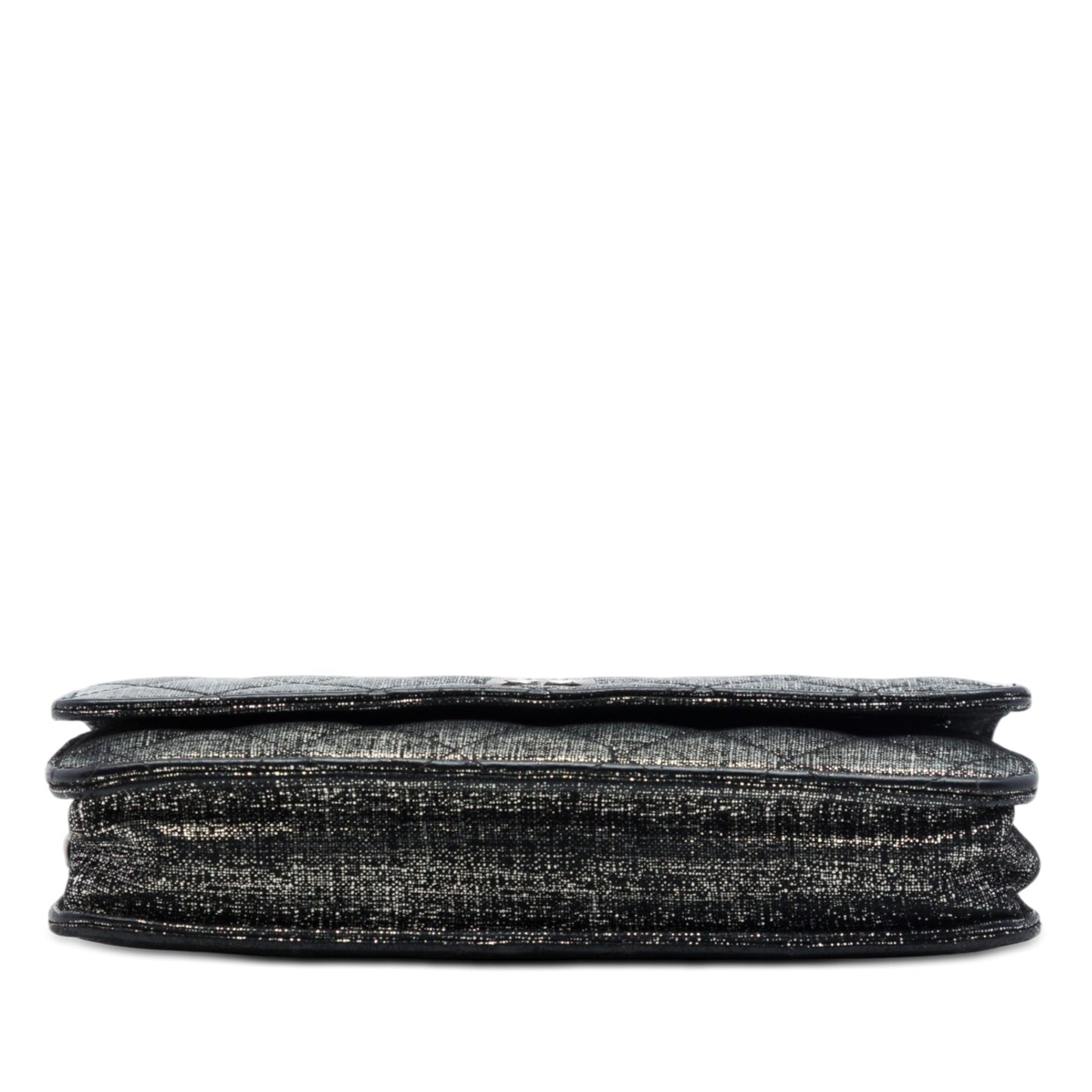 Chanel CC Quilted Metallic Fabric Wallet On Chain