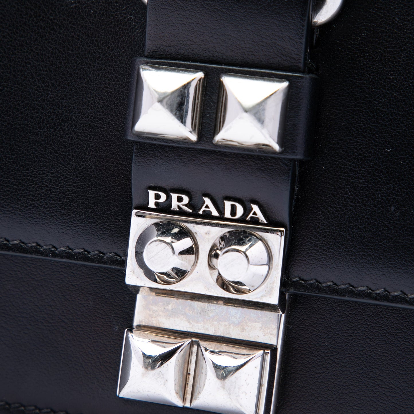 Prada City Calfskin and Saffiano Studded Elektra Crossbody