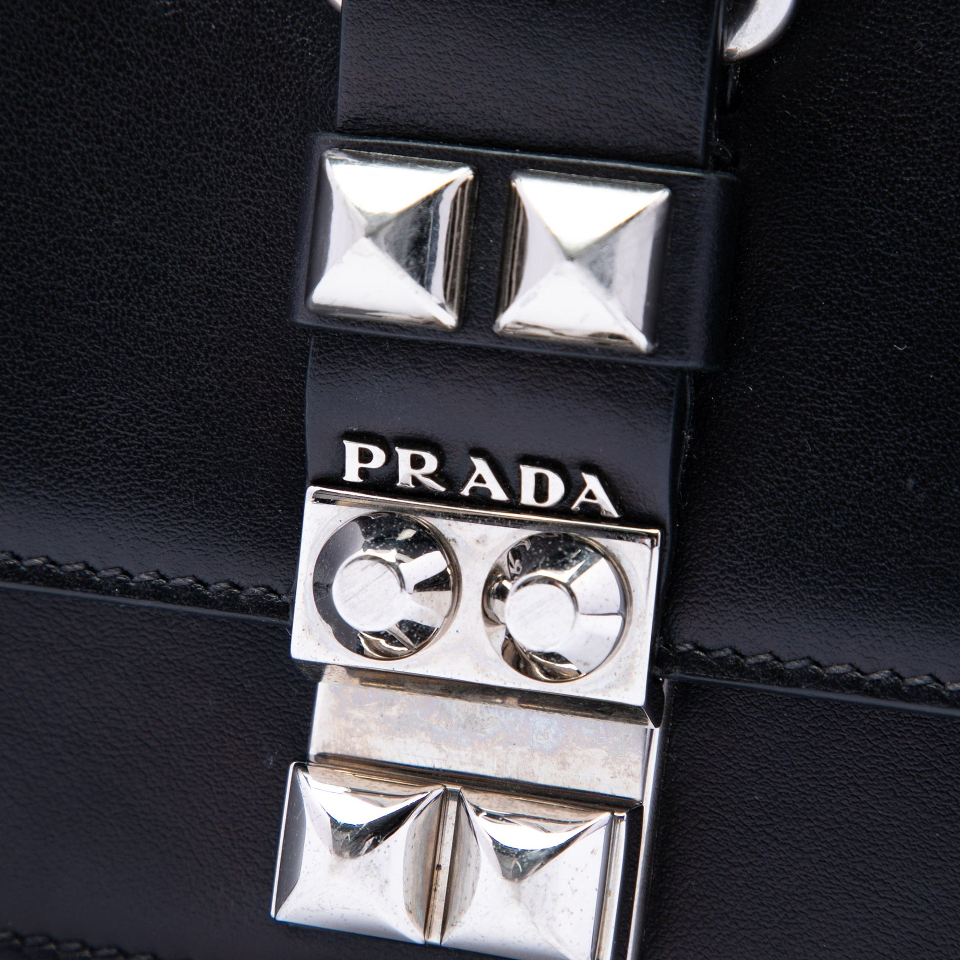 Prada City Calfskin and Saffiano Studded Elektra Crossbody