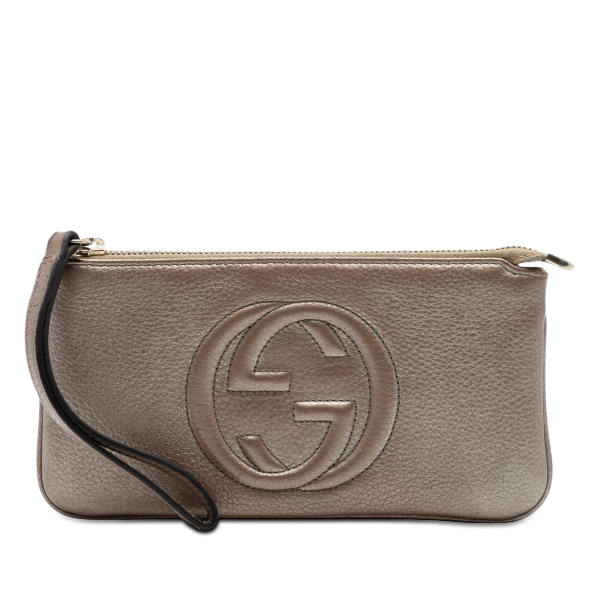 Gucci Metallic Calfskin Soho Wristlet Pouch