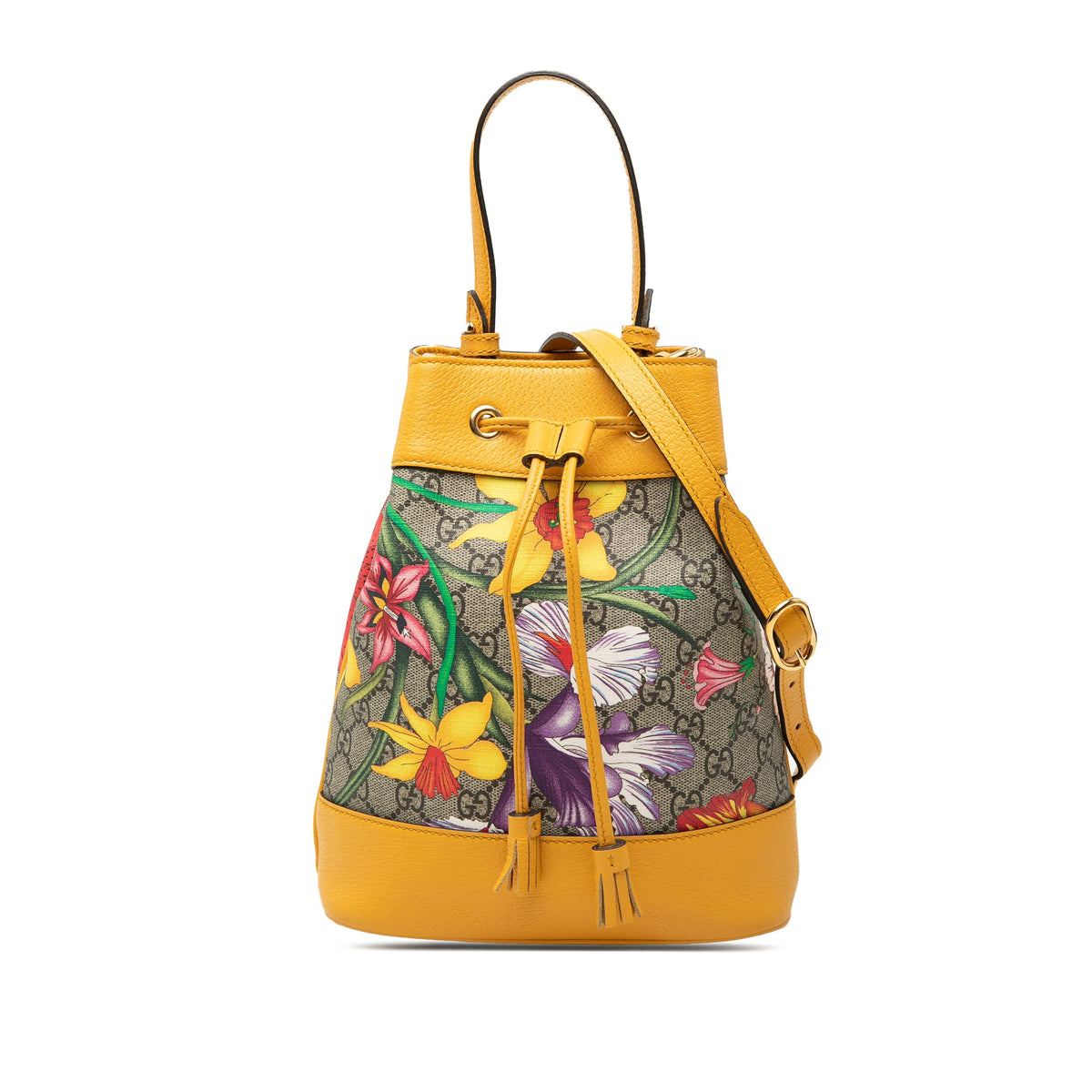 Gucci Small GG Supreme Flora Ophidia Bucket Bag