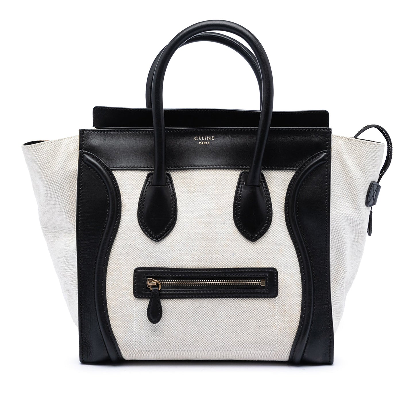 Celine Mini Bicolor Canvas and Leather Luggage Tote