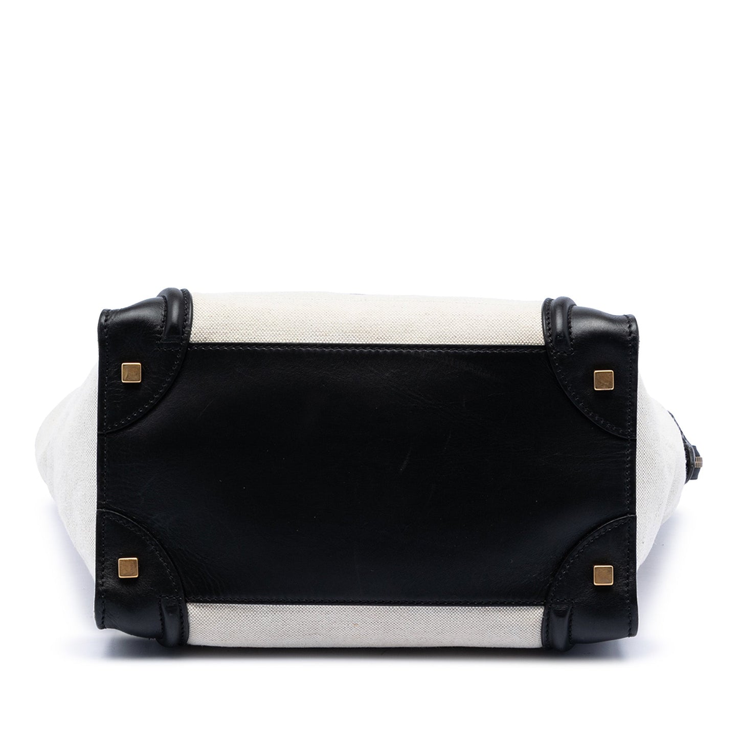 Celine Mini Bicolor Canvas and Leather Luggage Tote