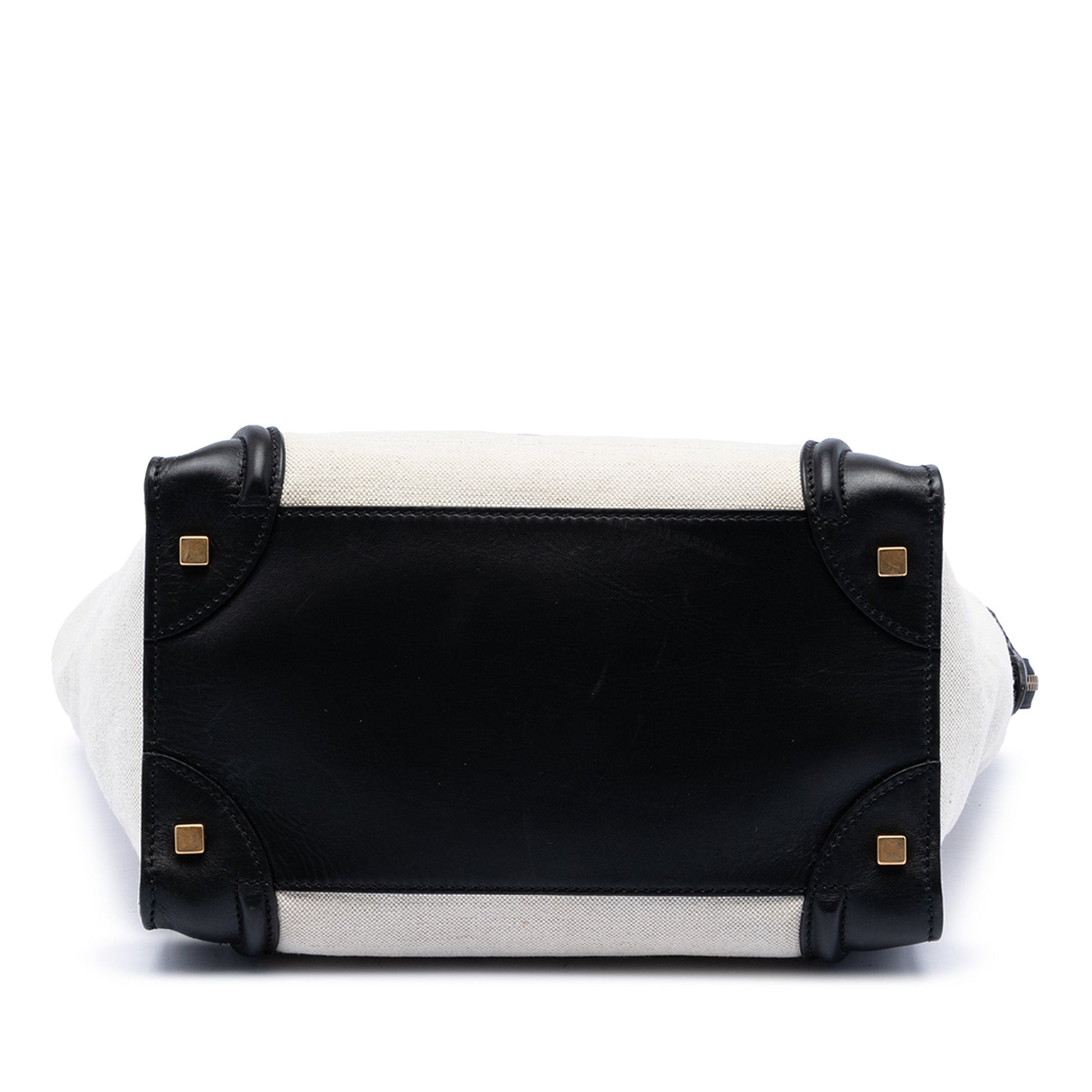 Celine Mini Bicolor Canvas and Leather Luggage Tote