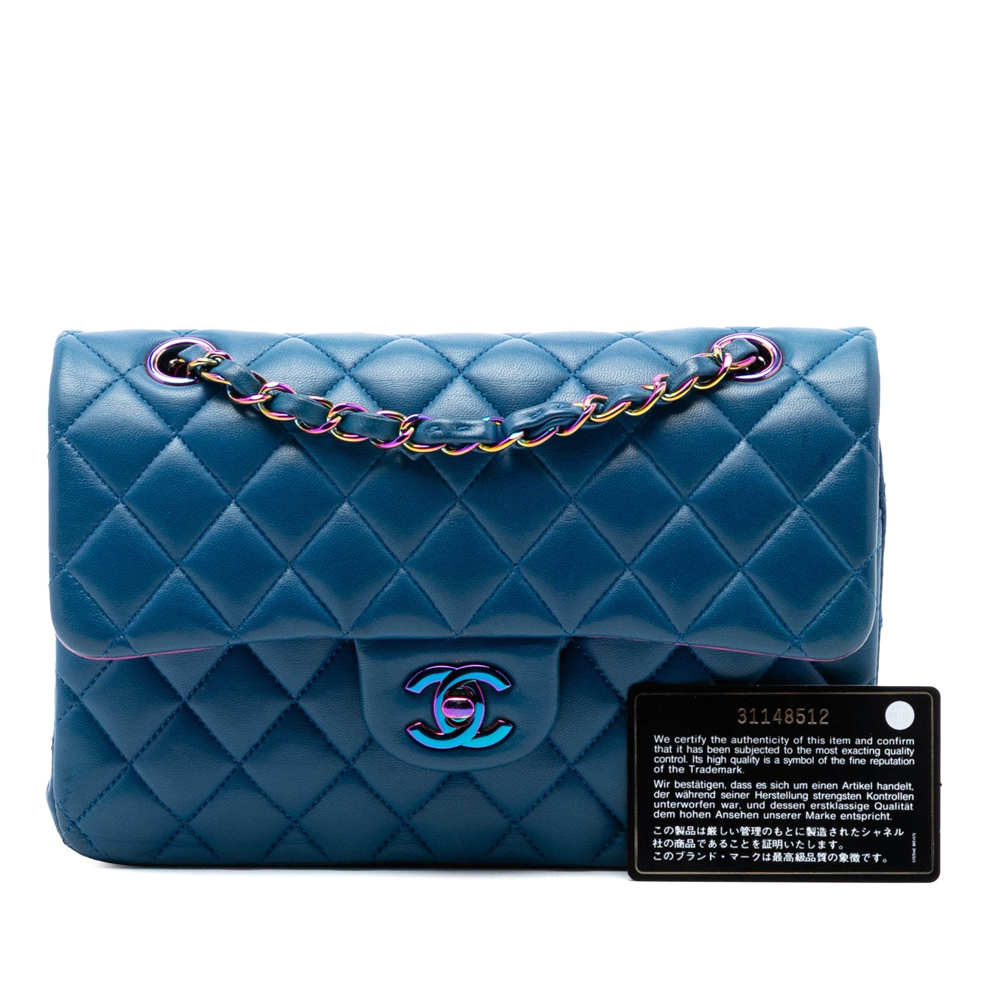 Chanel Small Classic Lambskin Rainbow Hardware Double Flap