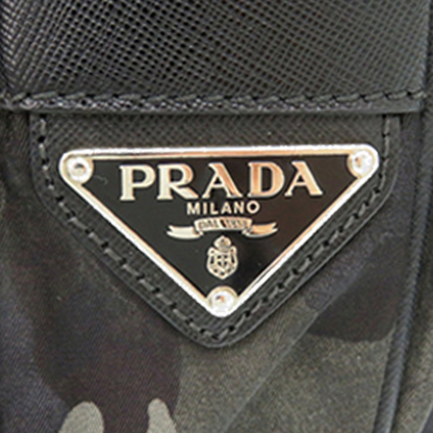 Prada Saffiano Trimmed Tessuto Camouflage Double Buckle Messenger Bag
