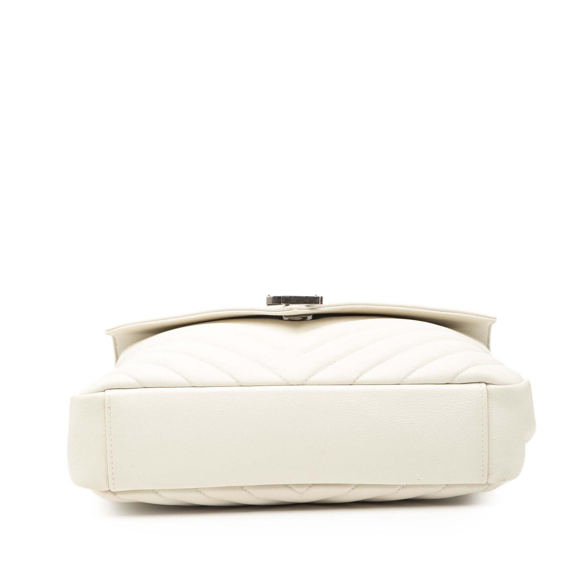Saint Laurent Medium Quilted Chevron Sheepskin College Satchel
