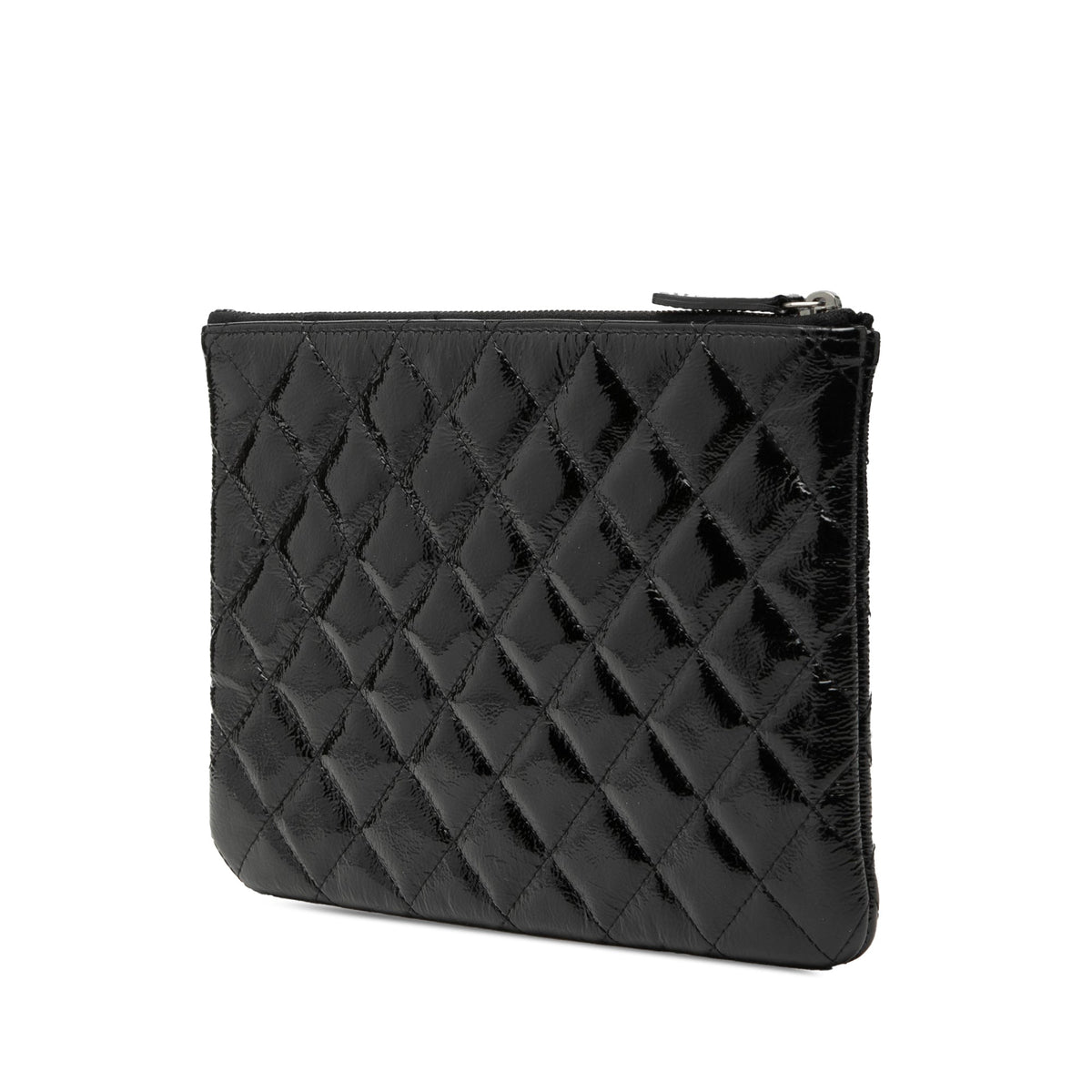 Chanel Small Quilted Crinkled Patent O Case Clutch