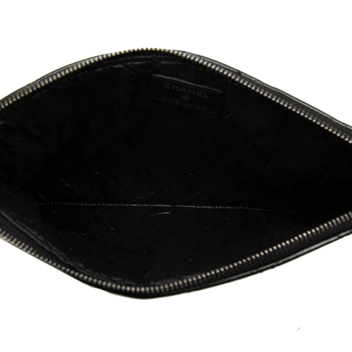Chanel Small Quilted Crinkled Patent O Case Clutch