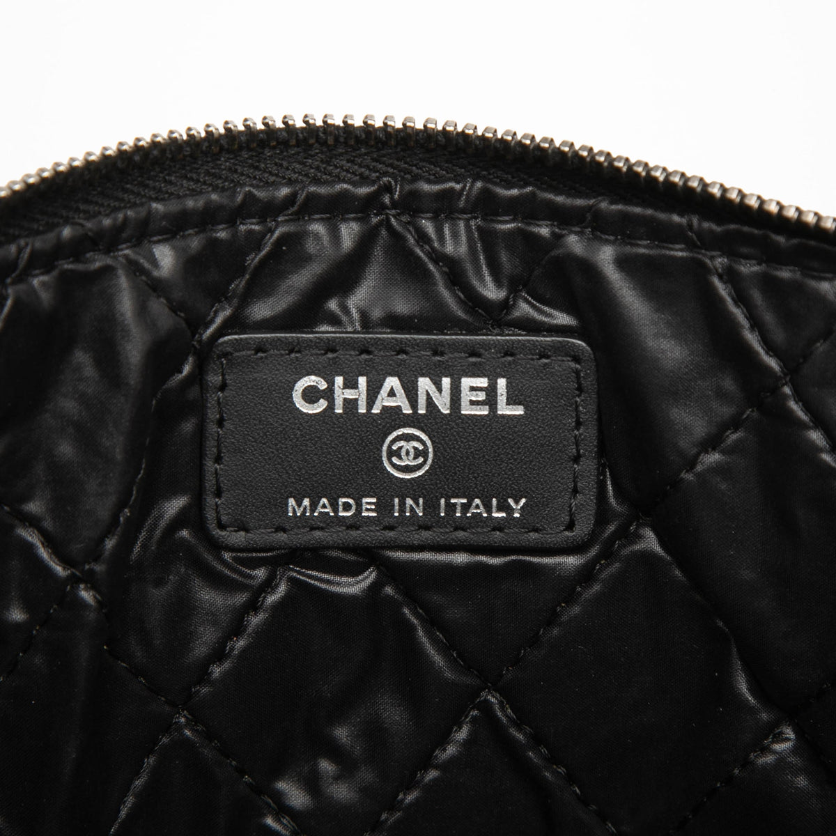 Chanel Small Quilted Crinkled Patent O Case Clutch