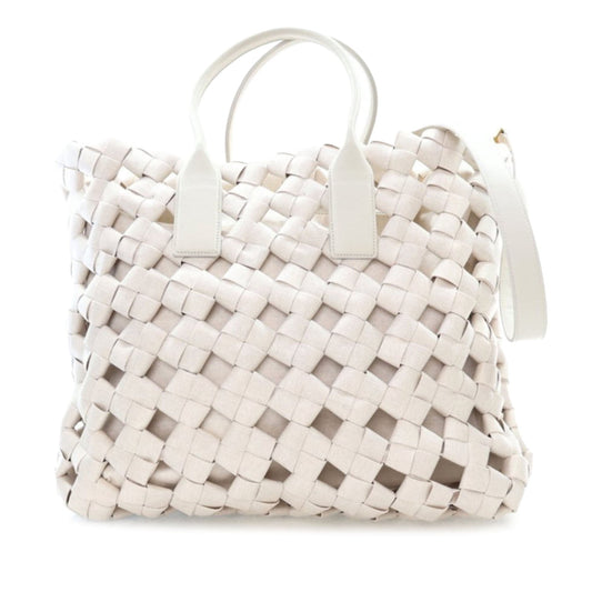 Bottega Veneta Canvas Intrecciato Hand Knotted Tote