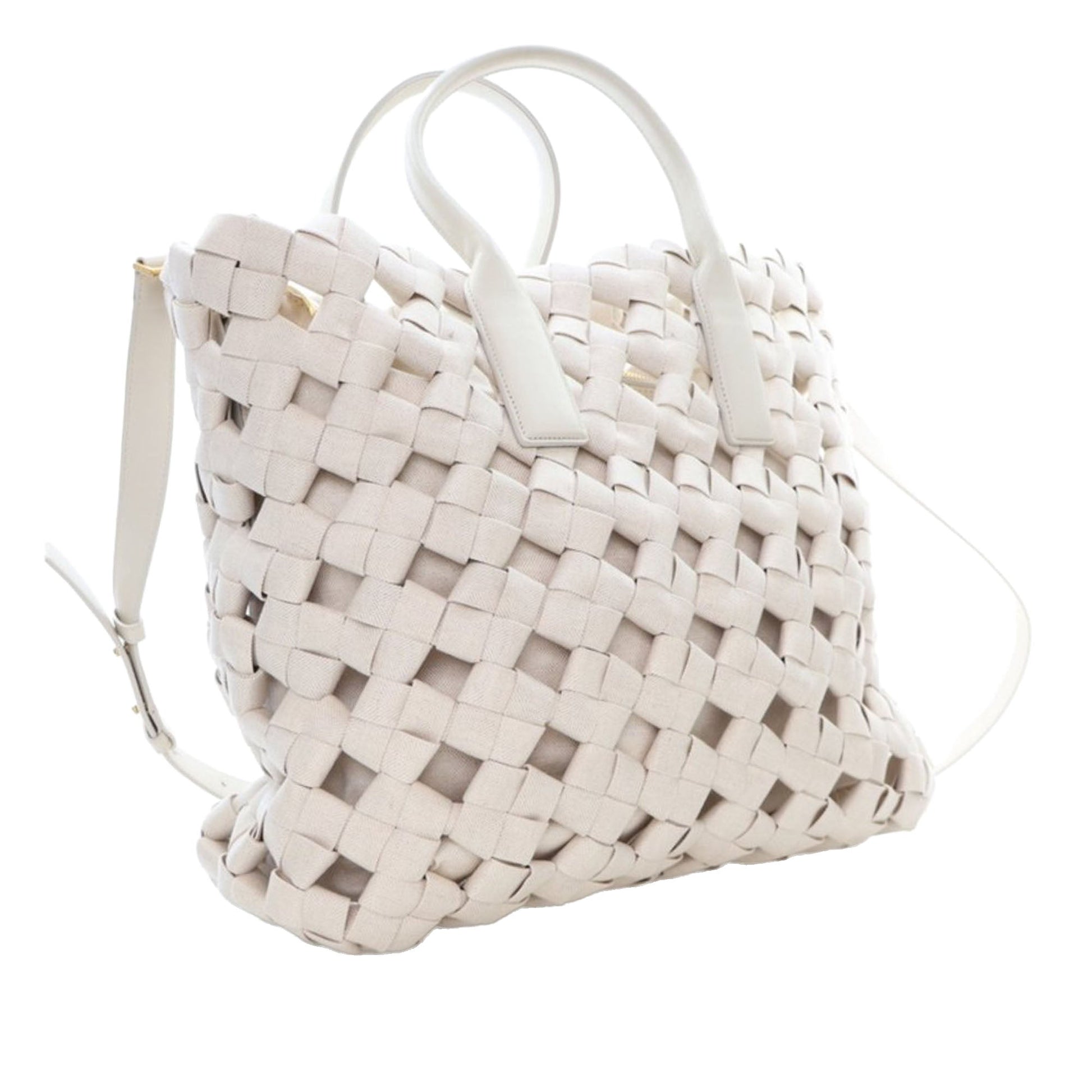 Bottega Veneta Canvas Intrecciato Hand Knotted Tote