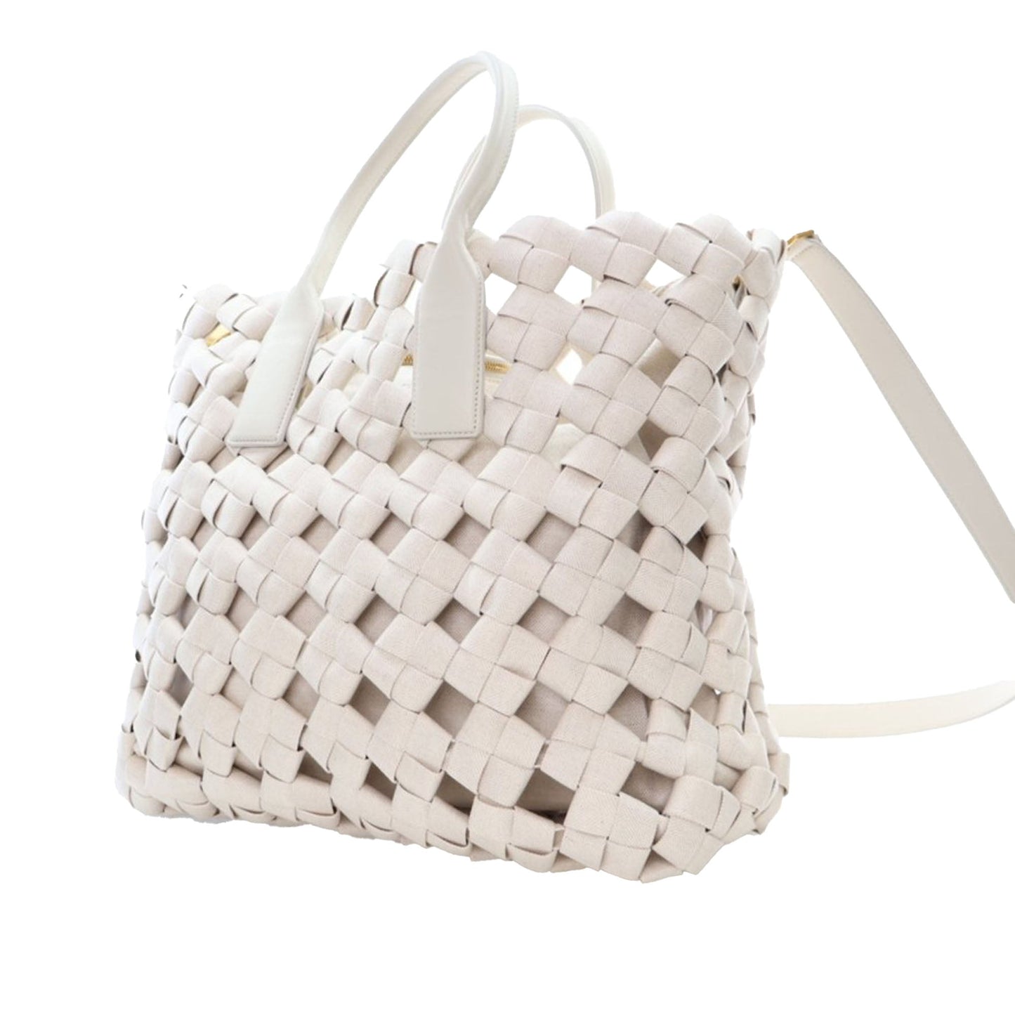Bottega Veneta Canvas Intrecciato Hand Knotted Tote