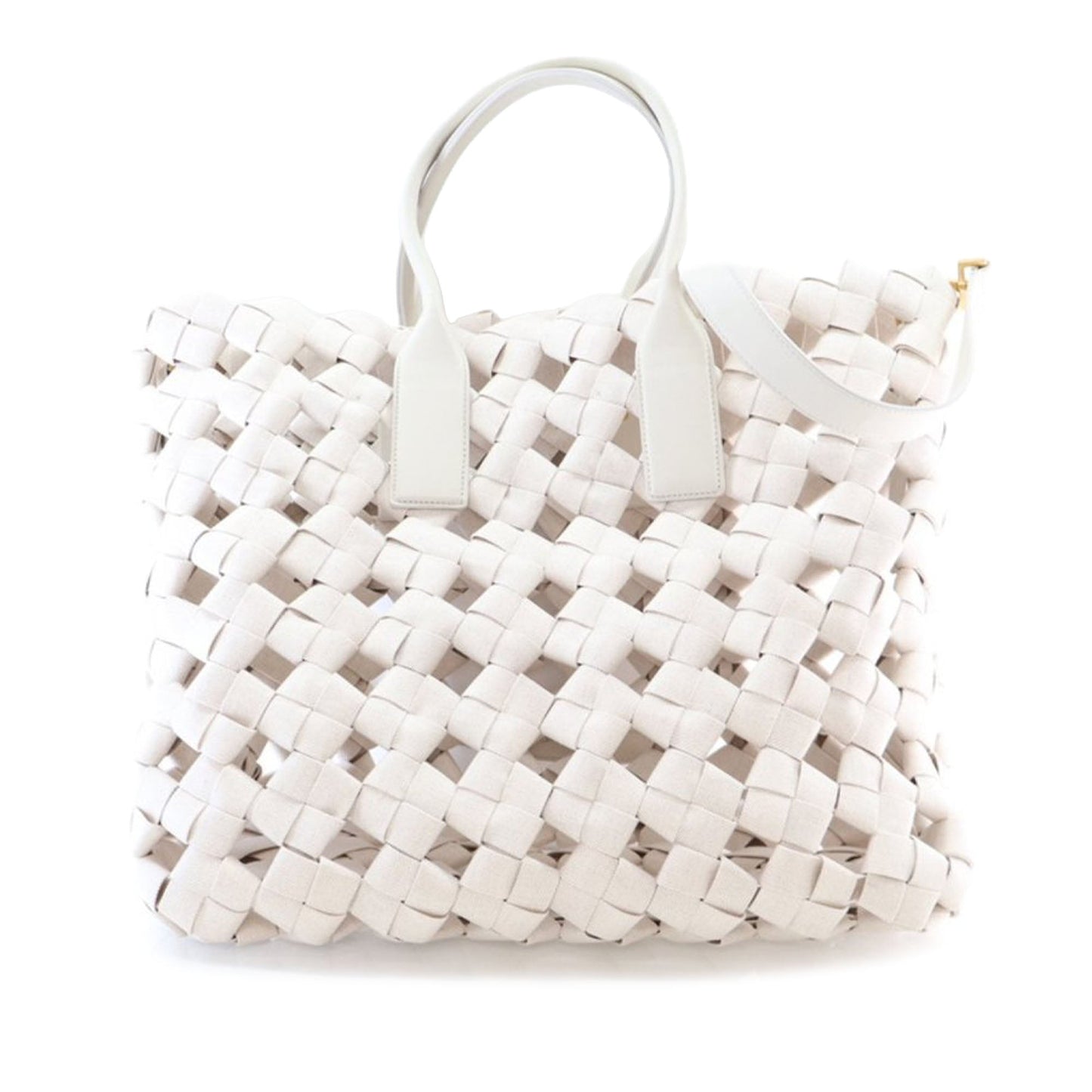Bottega Veneta Canvas Intrecciato Hand Knotted Tote