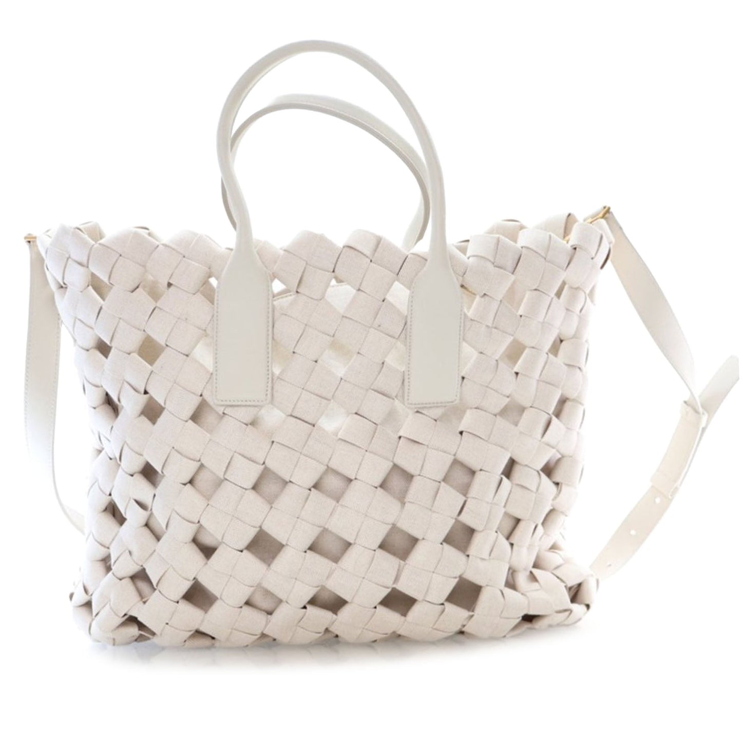 Bottega Veneta Canvas Intrecciato Hand Knotted Tote