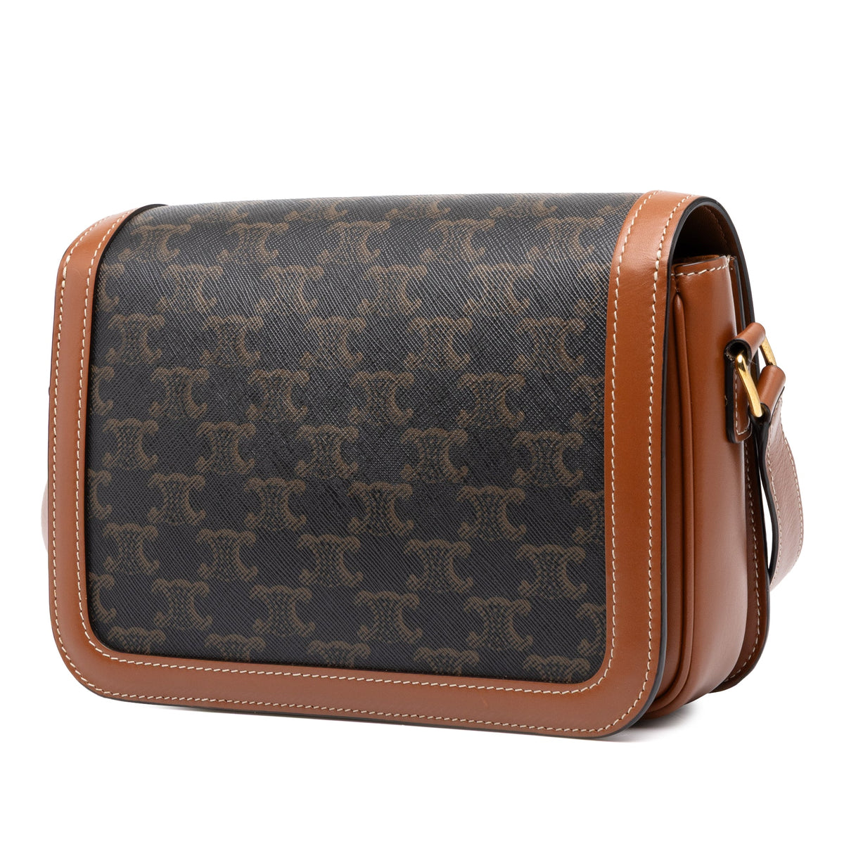 Celine Classique Triomphe Coated Canvas and Calfskin Triomphe Crossbody — Brown