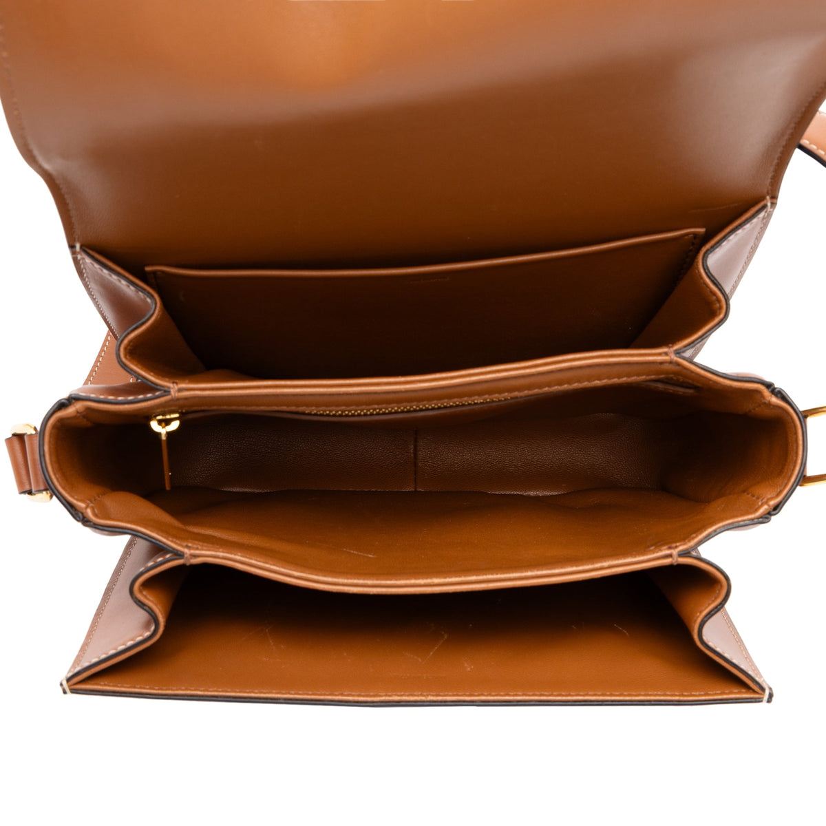 Celine Classique Triomphe Coated Canvas and Calfskin Triomphe Crossbody — Brown
