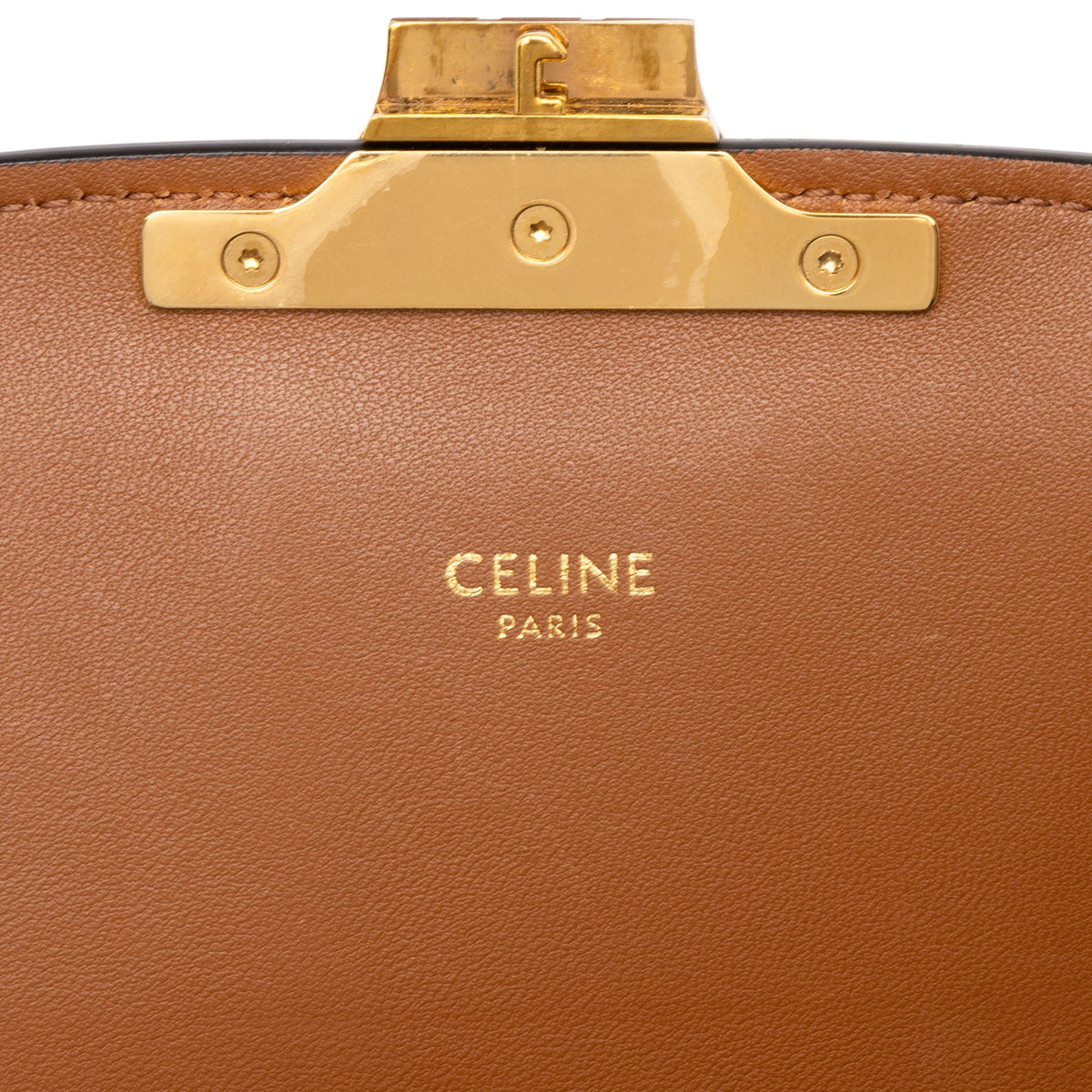 Celine Classique Triomphe Coated Canvas and Calfskin Triomphe Crossbody — Brown