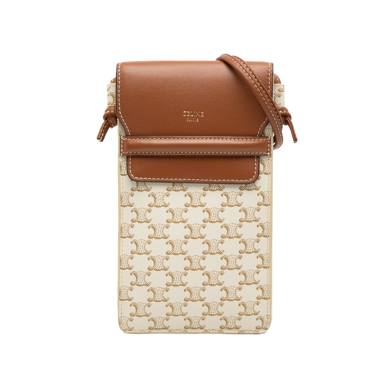Celine Triomphe Coated Canvas Phone Pouch Flap Crossbody