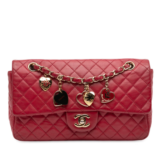 Chanel Medium Classic Lambskin Valentines Heart Charms Single Flap