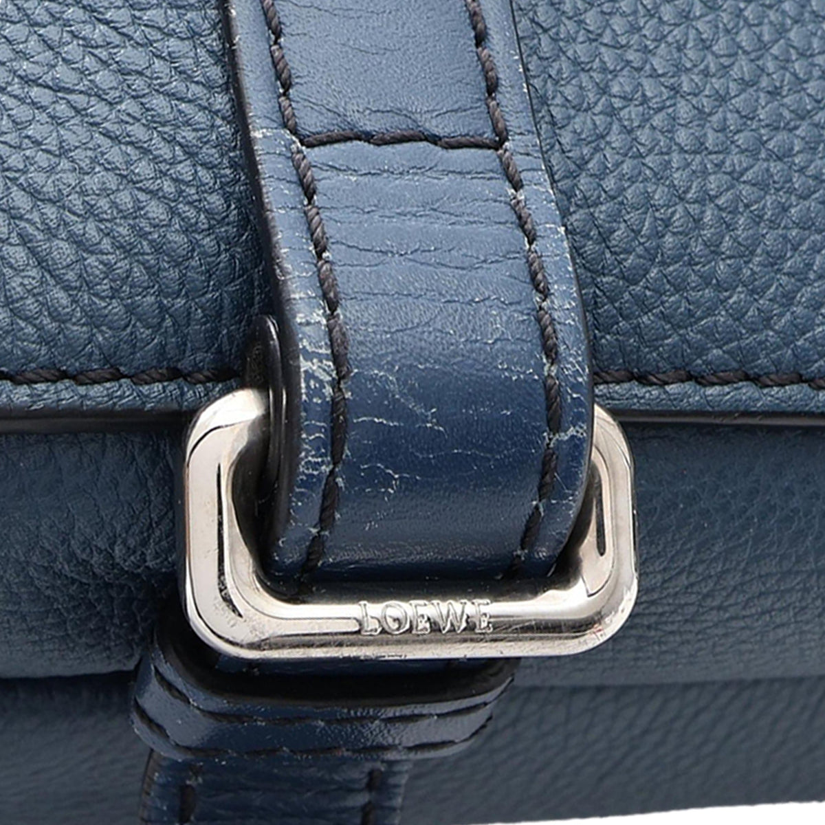 LOEWE Soft Grained Calfskin Military Messenger Bag XS — Blue
