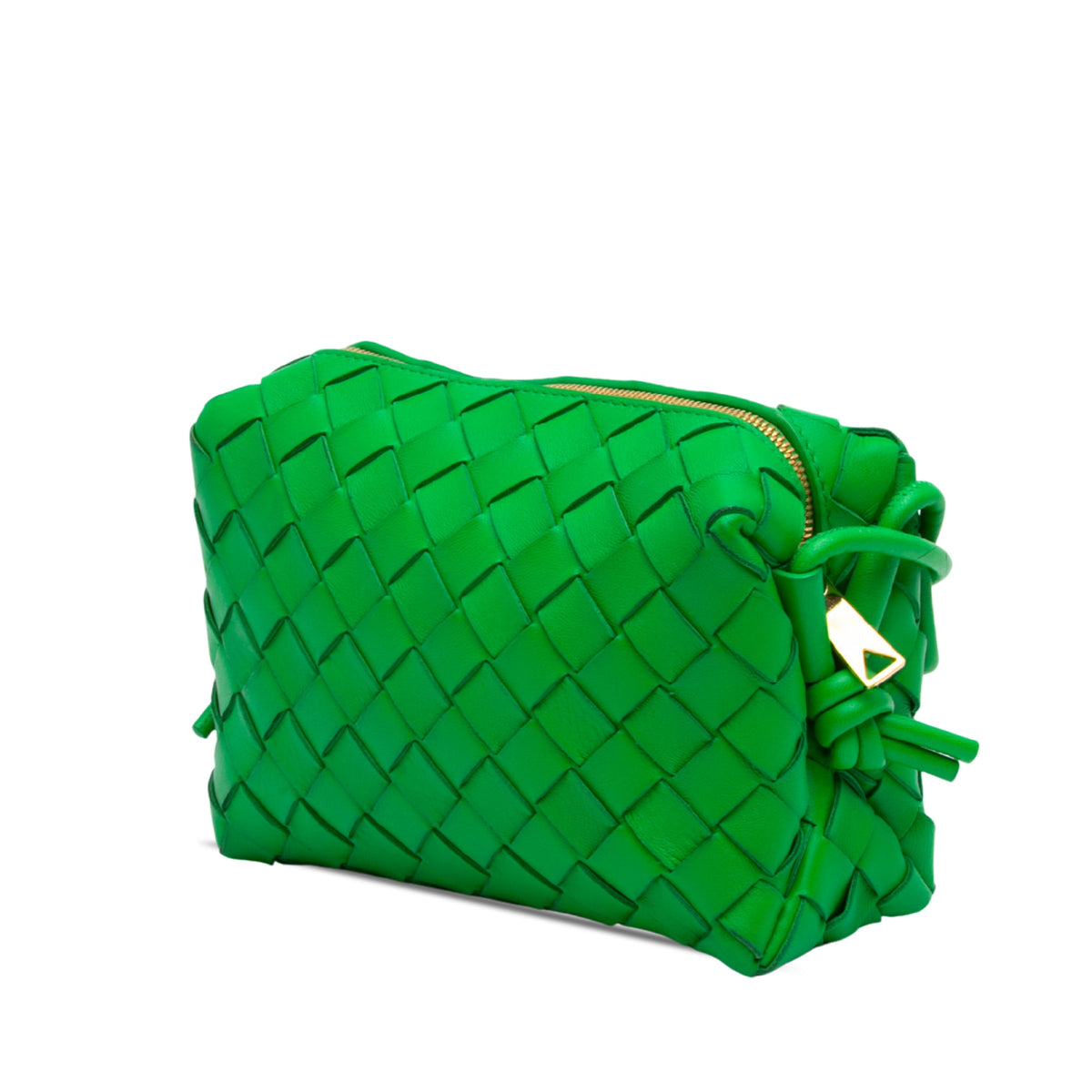Bottega Veneta Mini Lambskin Intrecciato Loop Camera Bag — Green
