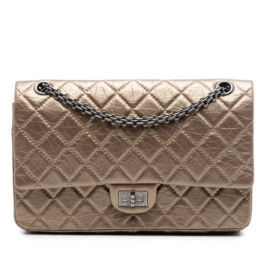 Quilted Metallic Aged Calfskin Reissue 2.55 Double Flap Bag 226