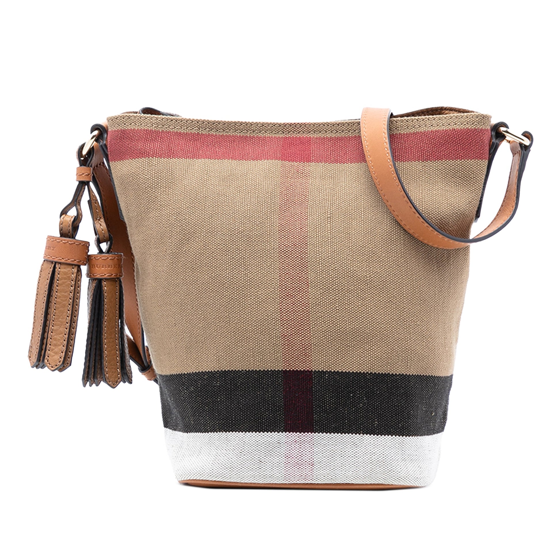 Mini Mega Check Canvas Ashby Tassel Bucket Bag