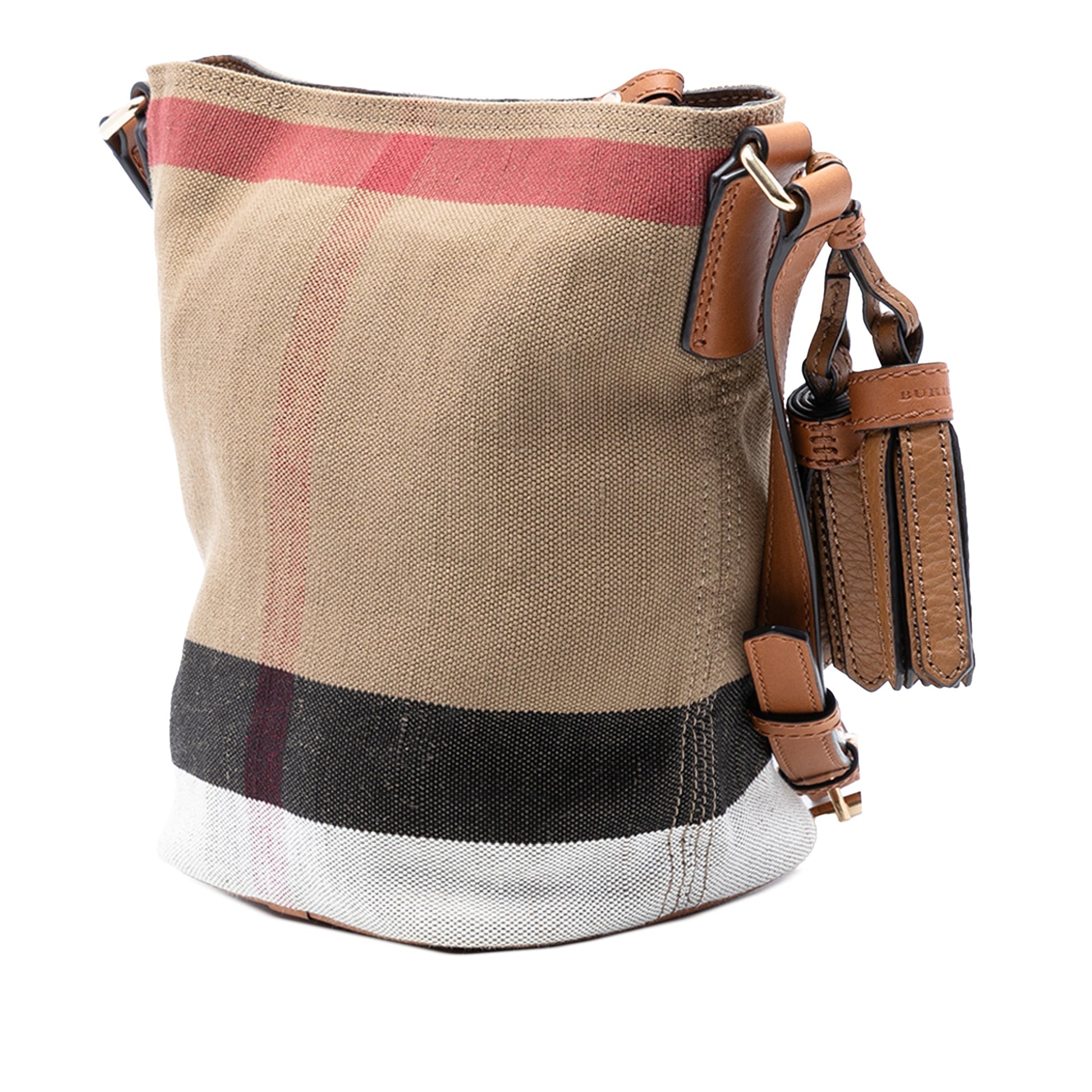 Mini Mega Check Canvas Ashby Tassel Bucket Bag