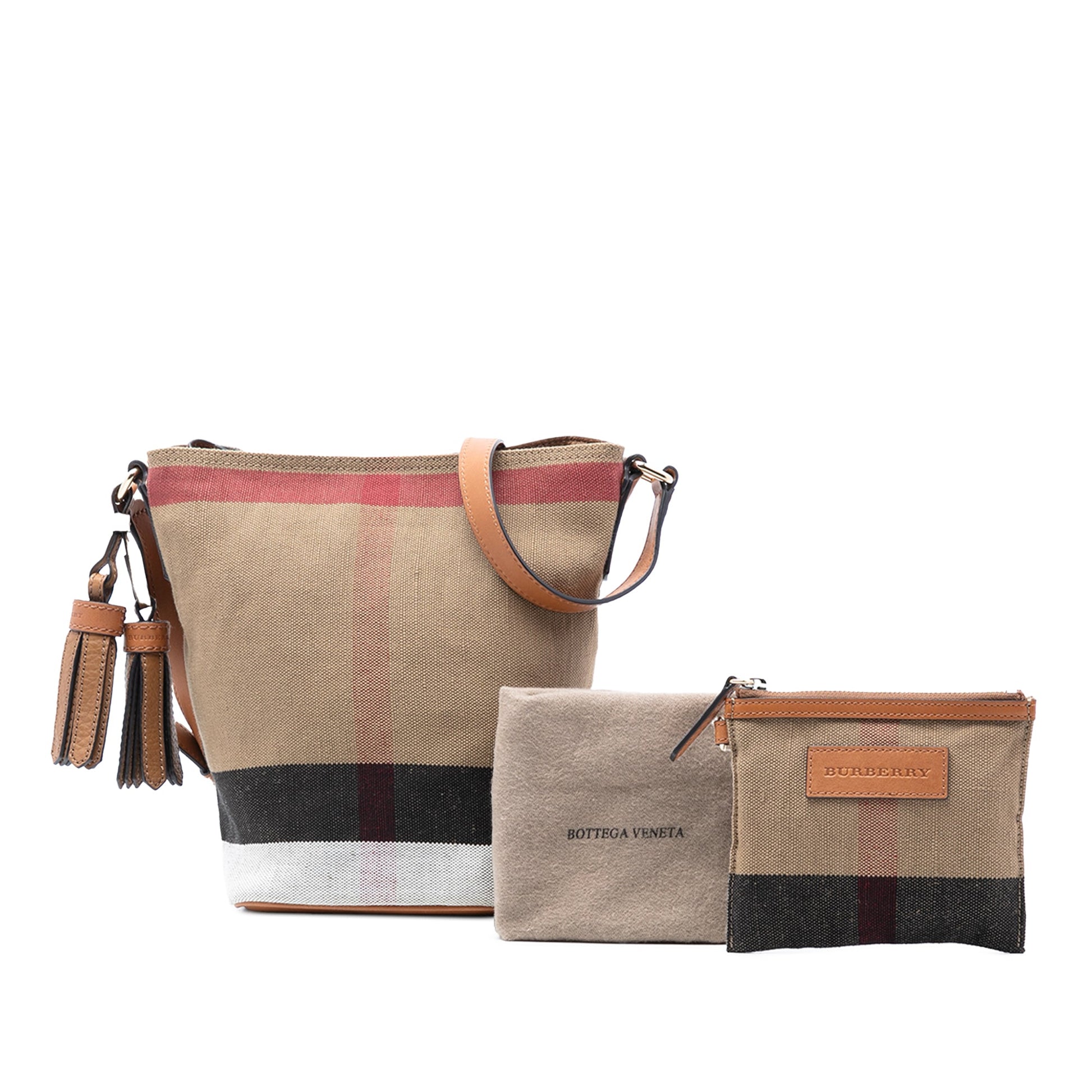 Mini Mega Check Canvas Ashby Tassel Bucket Bag