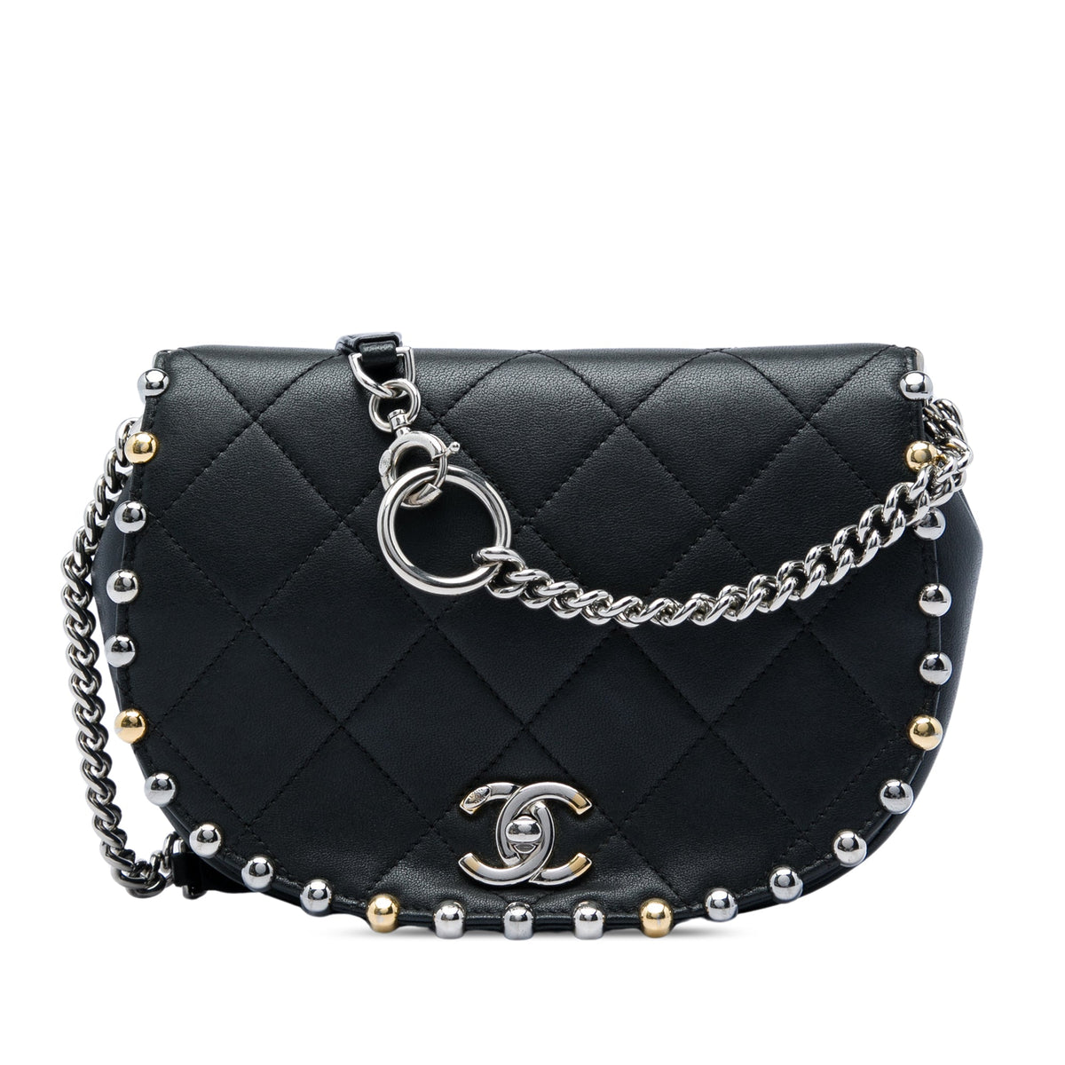 Chanel Small Quilted Lambskin Studded Bubble Flap