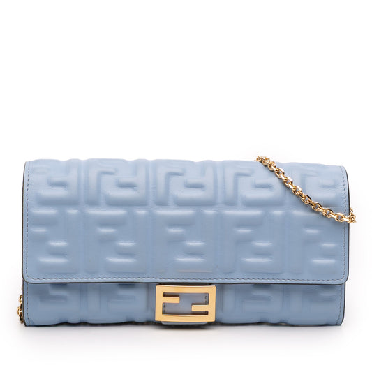 Fendi Zucca Embossed Leather Wallet on Chain