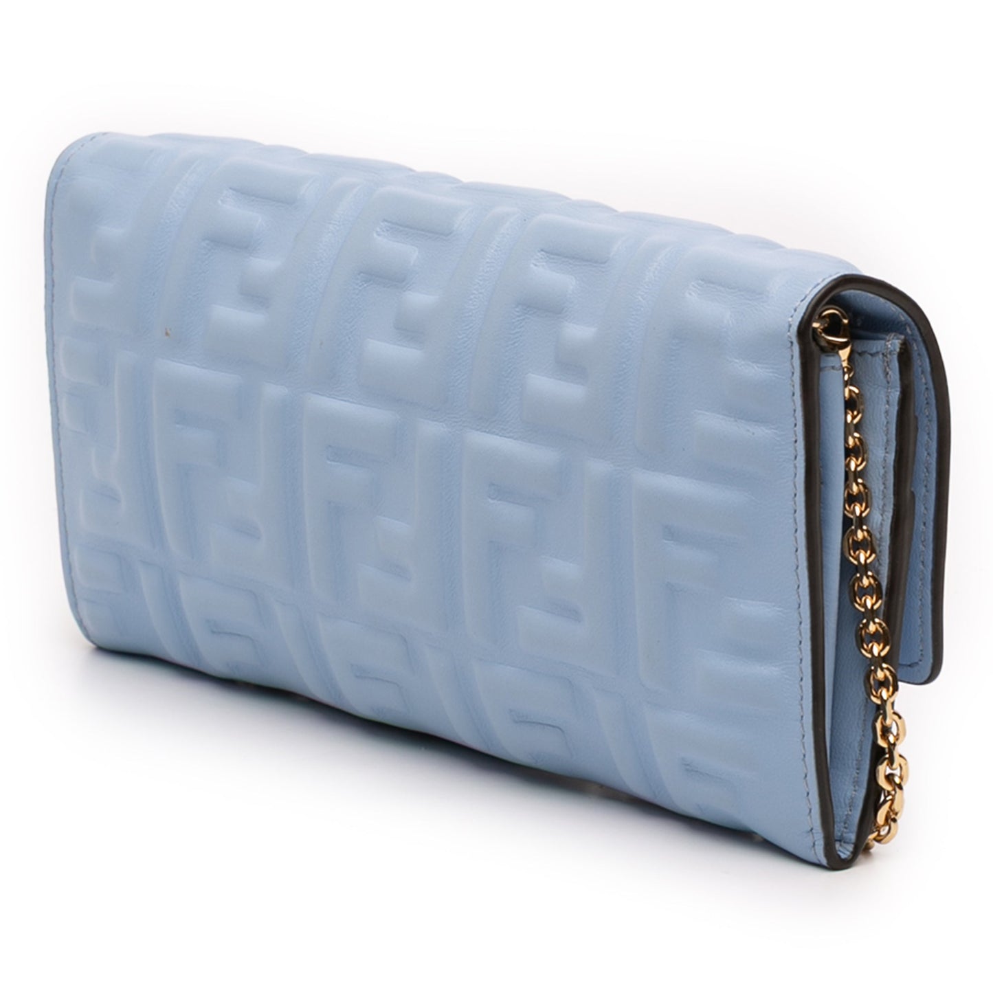 Fendi Zucca Embossed Leather Wallet on Chain