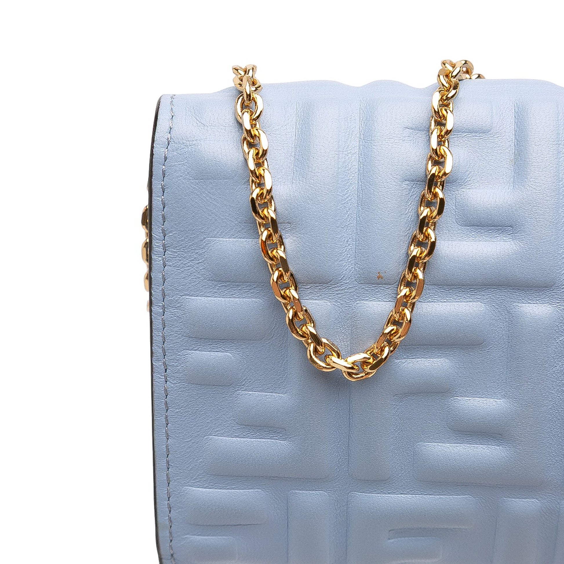 Fendi Zucca Embossed Leather Wallet on Chain