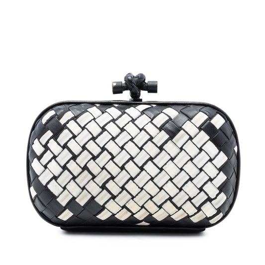 Bottega Veneta Canvas and :Leather Intrecciato Knot Clutch