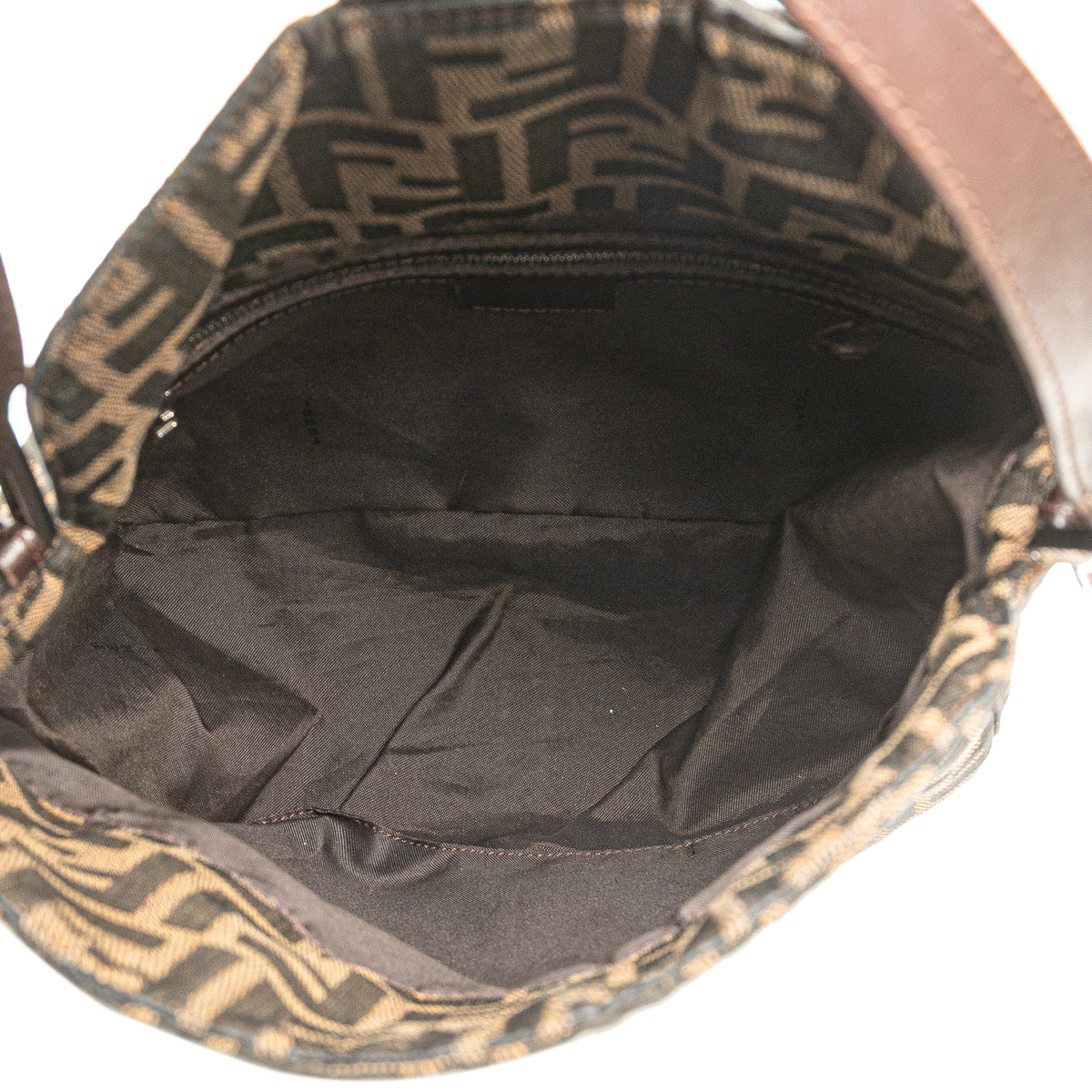 Fendi Zucca Canvas Double Flap Shoulder Bag