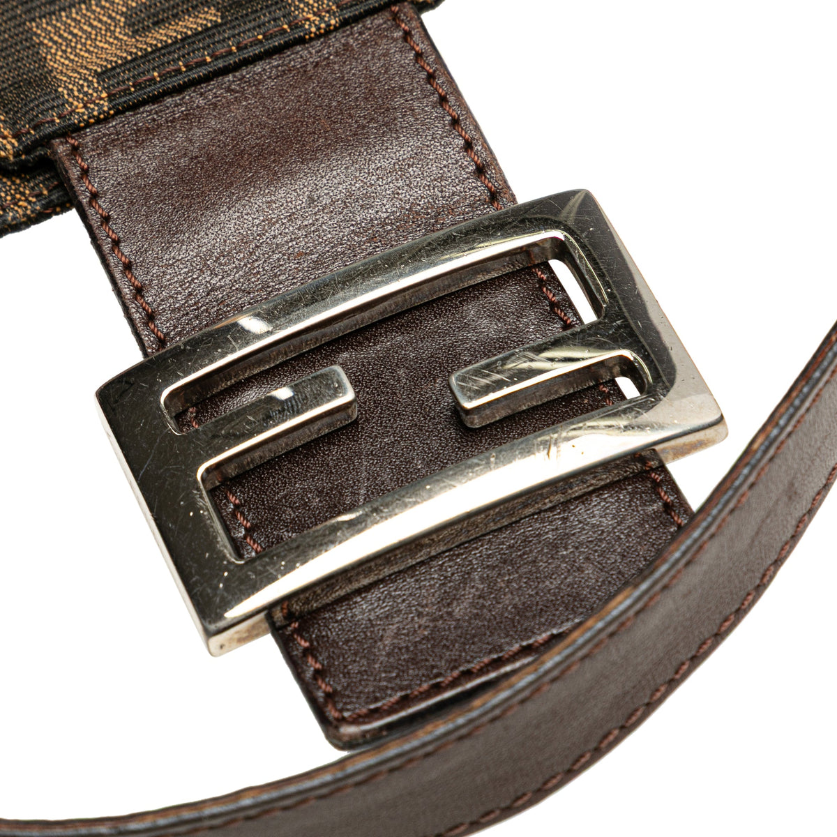 Fendi Zucca Canvas Double Flap Shoulder Bag