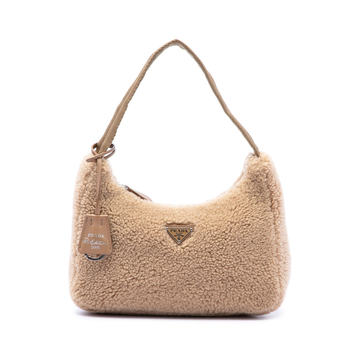 Prada Mini Shearling Re Edition 2000 Shoulder Bag — Brown