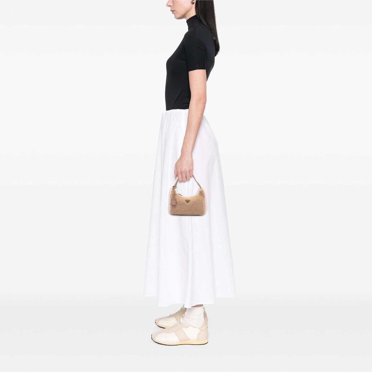 Prada Mini Shearling Re Edition 2000 Shoulder Bag — Brown