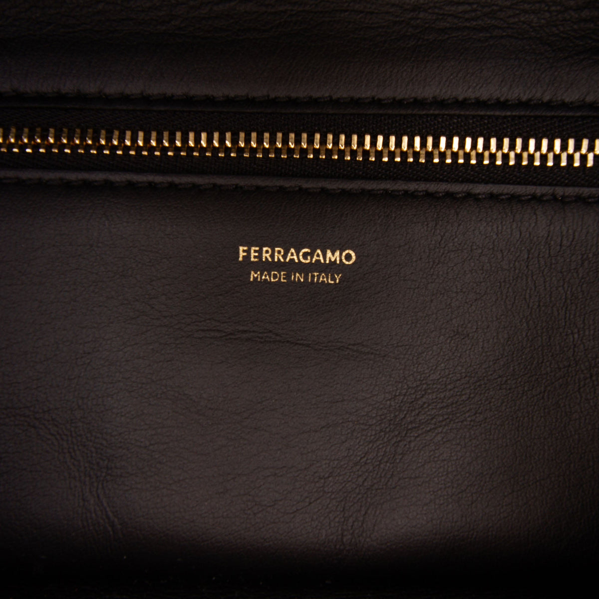 Ferragamo Leather Vara Plate Convertible Bowling Bag — Black