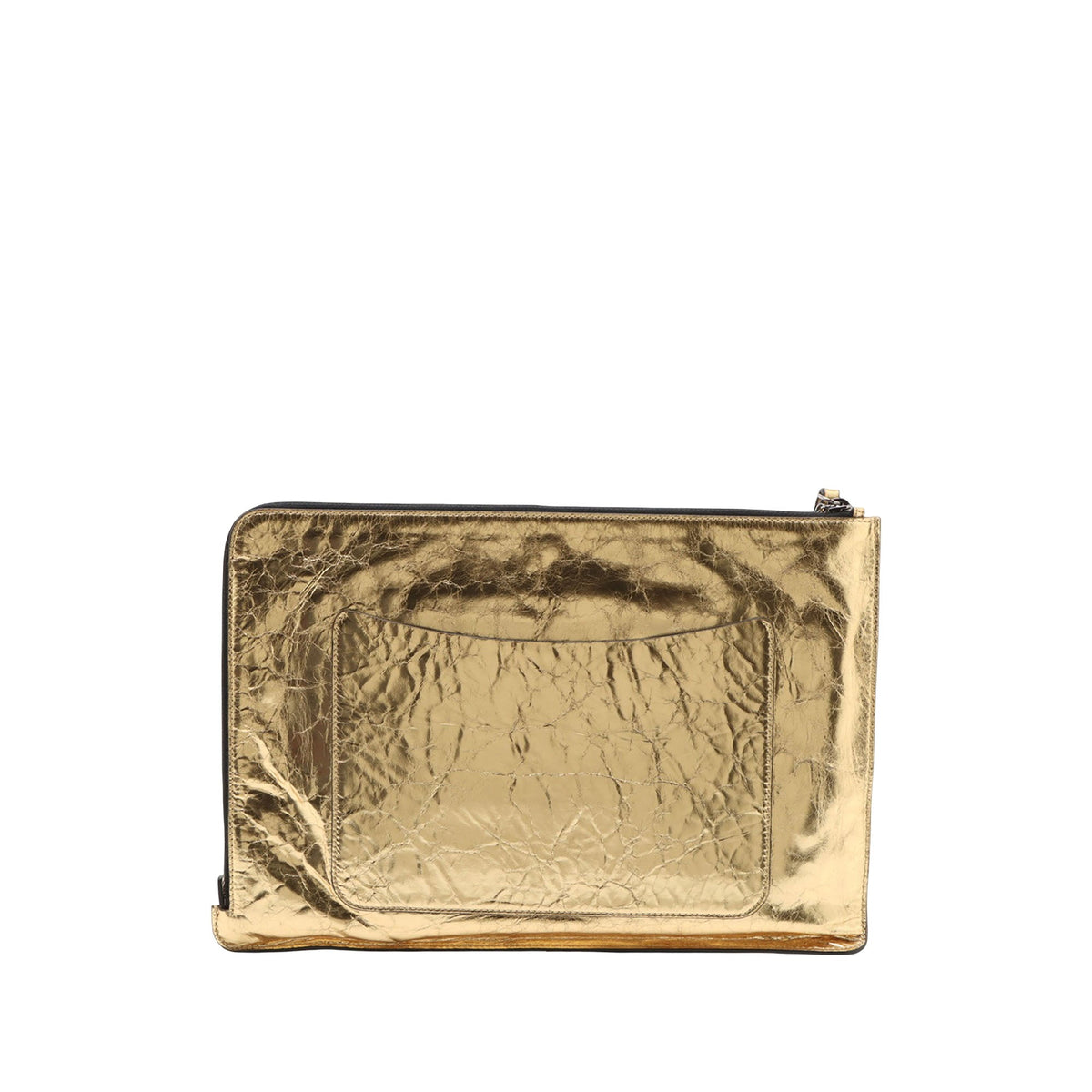 Chanel Metallic Crinkled Calfskin Feministe Mais Feminine Pouch — Gold
