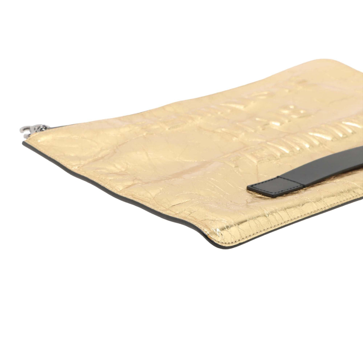 Chanel Metallic Crinkled Calfskin Feministe Mais Feminine Pouch — Gold