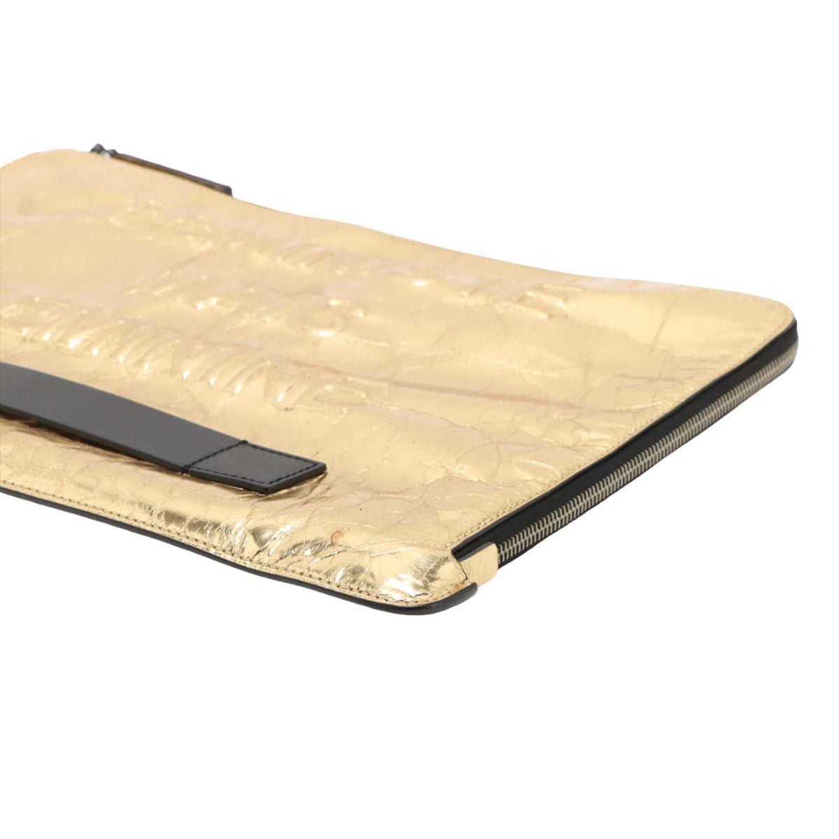 Chanel Metallic Crinkled Calfskin Feministe Mais Feminine Pouch — Gold
