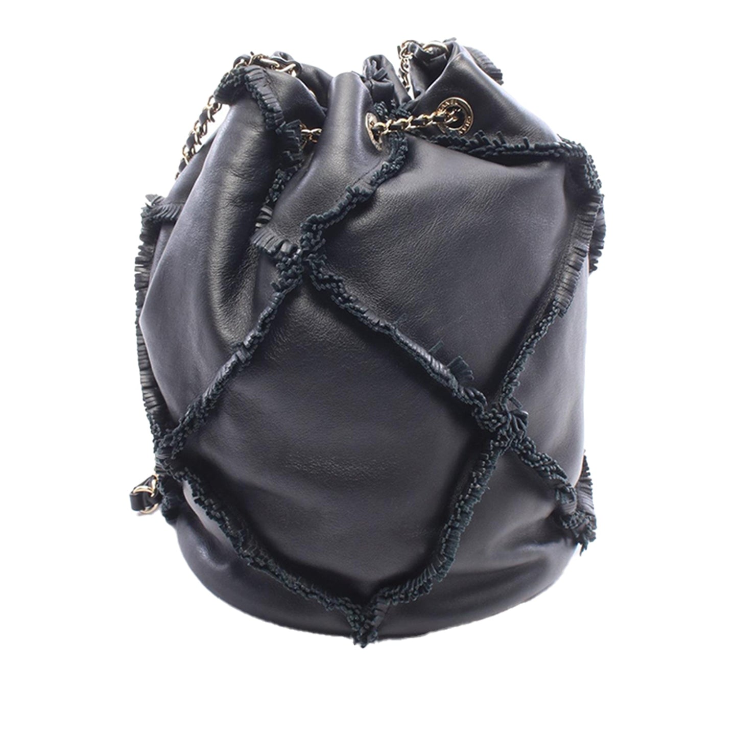 Chanel CC Lambskin Fringed Drawstring Bucket Bag