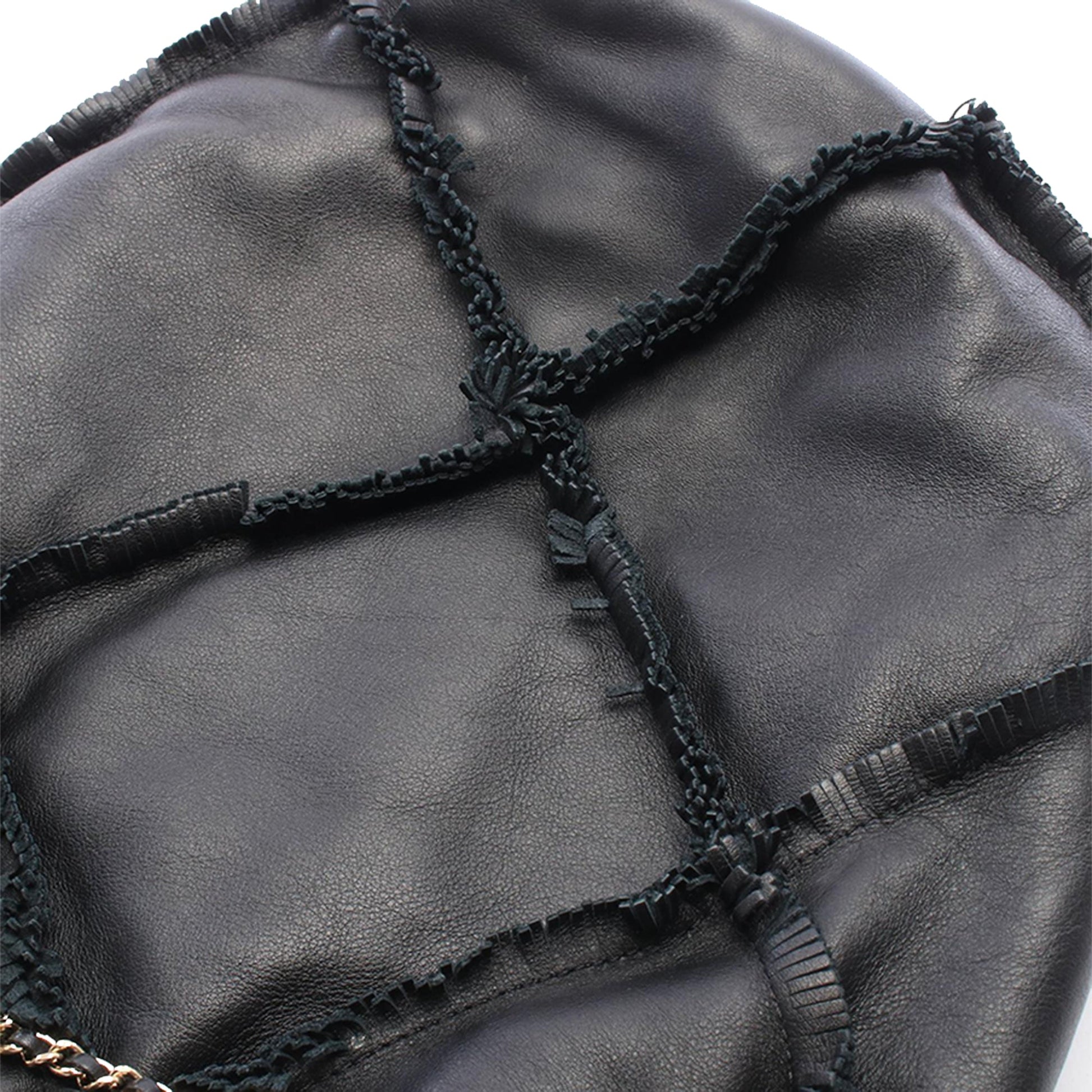 Chanel CC Lambskin Fringed Drawstring Bucket Bag
