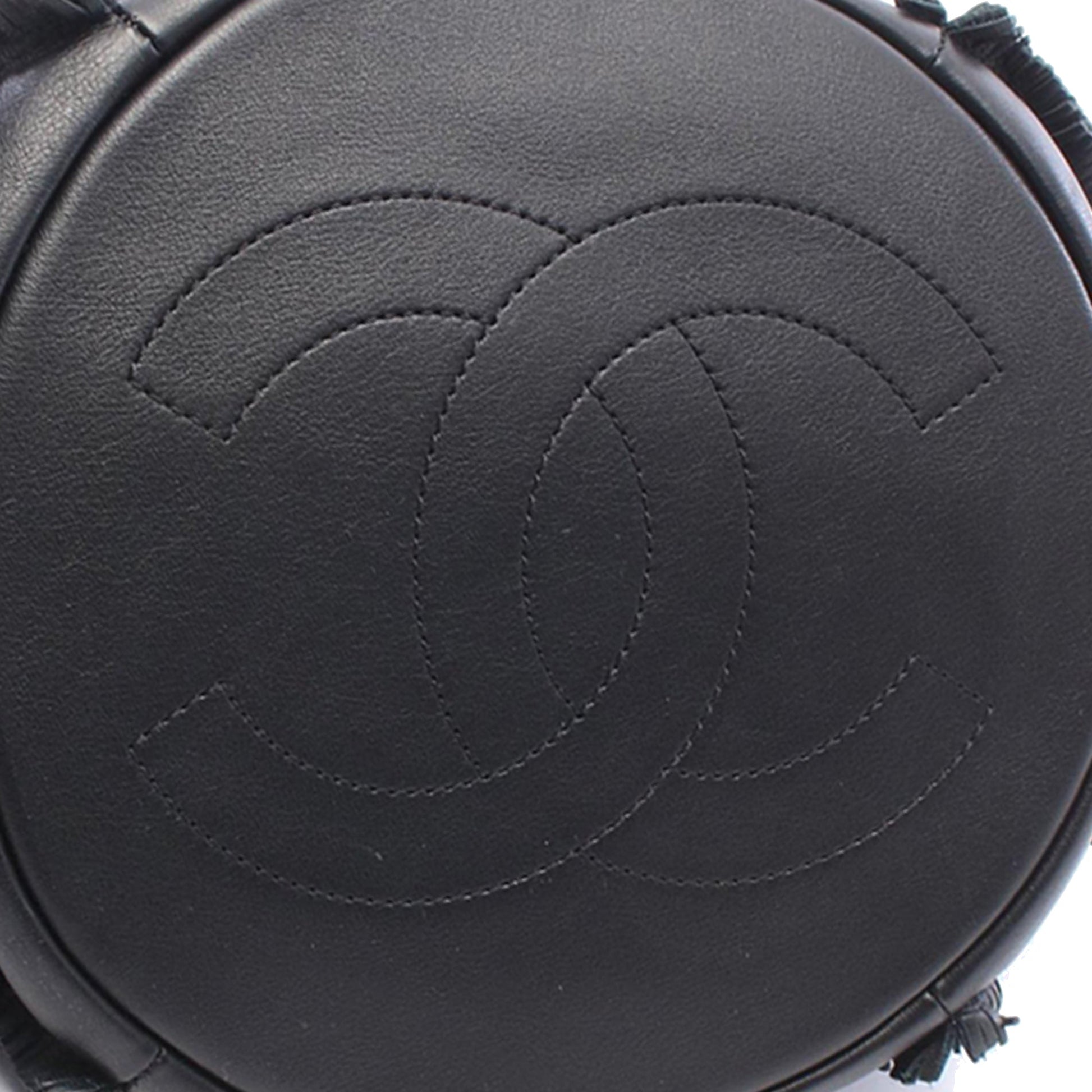 Chanel CC Lambskin Fringed Drawstring Bucket Bag