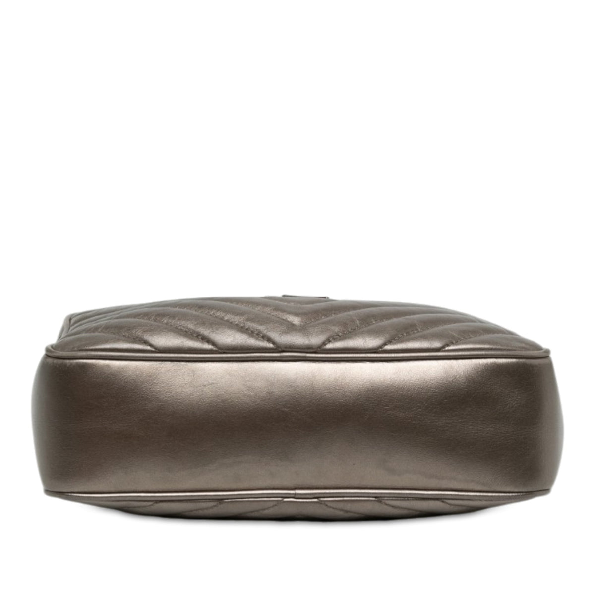 Saint Laurent Matelasse Metallic Leather Monogram Lou Camera Bag — Gray