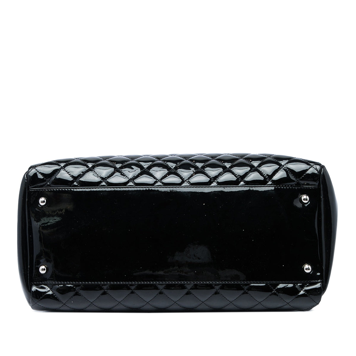 Chanel Large Quilted Patent Just Mademoiselle Bowling Bag — Black