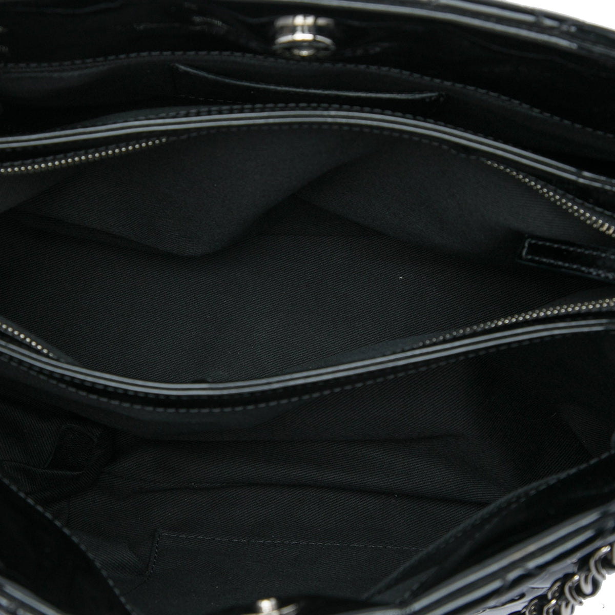 Chanel Large Quilted Patent Just Mademoiselle Bowling Bag — Black
